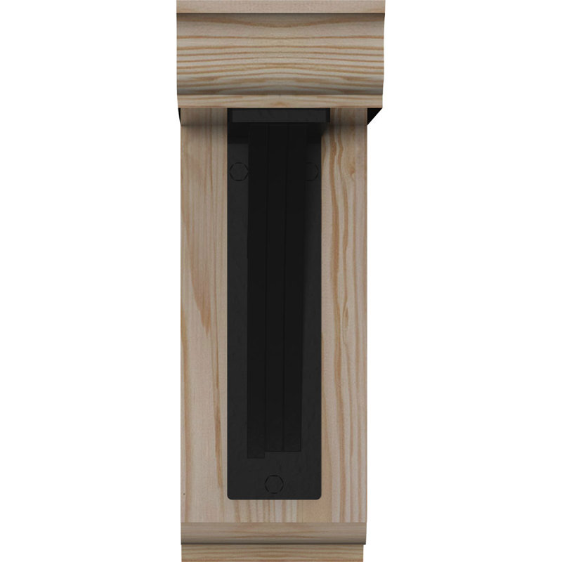 Triple support de fer Galveston, H 12 po x P 9 1/2 po, Sapin de Douglas de l 3 1/2 po x T 2 po (lisse)