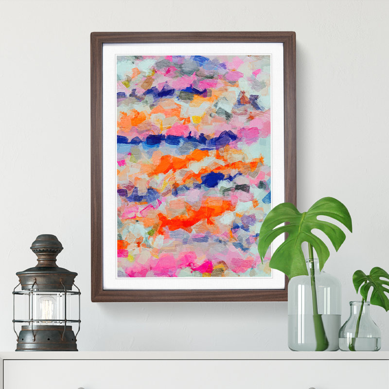 Faith In The River Abstract - Single Picture Frame Painting, 34cm H x 25cm W x 2cm D, Walnut