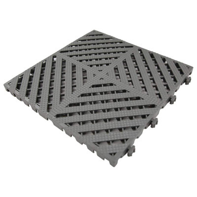 65'' L x 52'' W Plastic Interlocking Deck Tile in Gray