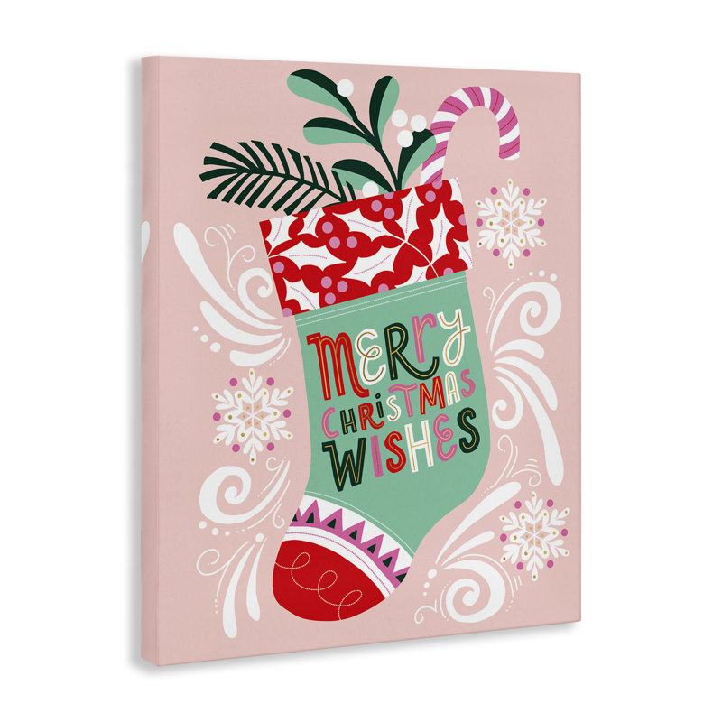«Fun Whimsy Christmas Stocking», art mural par Muffin Grayson, H 40 po x l 30 po