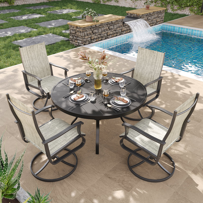 4-Piece Outdoor Dining Set – All-Metal Patio Table & Chairs for Backyard, Deck, or Patio, White