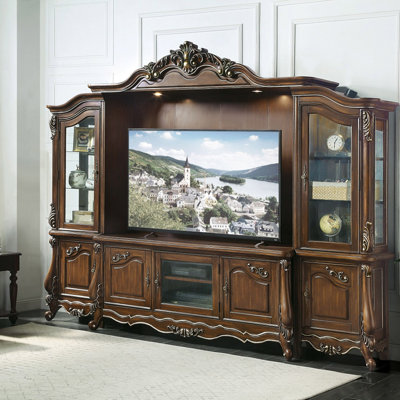 Latisha Antique Oak Finish Entertainment Center