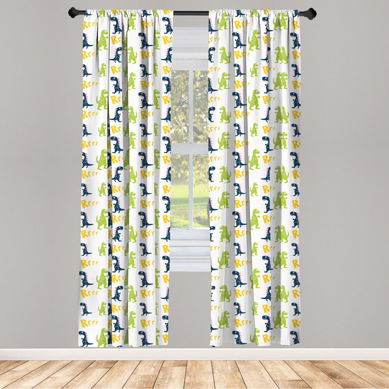 Dinosaur Party Semi-Sheer Rod Pocket Sliding Panel, 28" x 84"