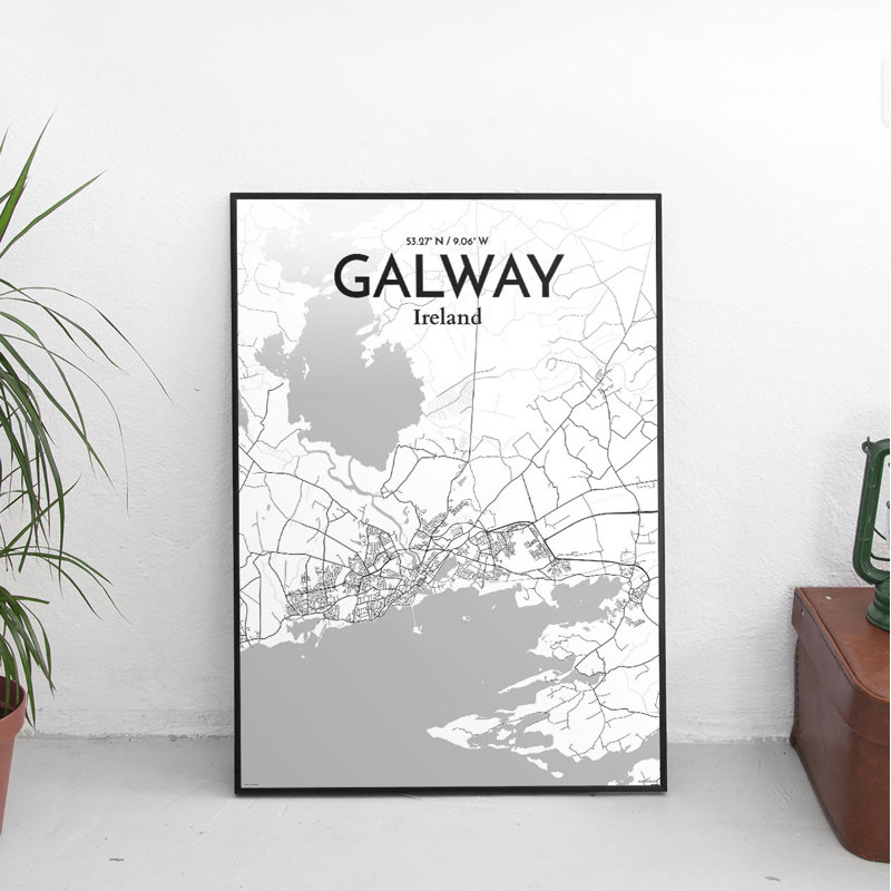 Galway City Map 1 Piece Wall Art, 91.4cm H x 61cm W x 0.1cm D