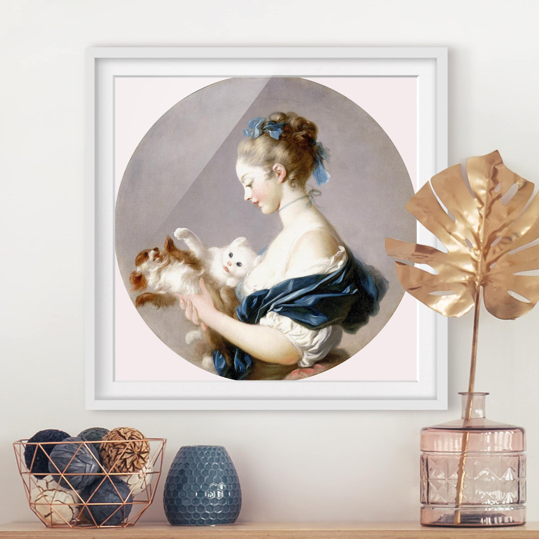 Gerahmtes Poster Girl with Dog von Jean-Honore Fragonard