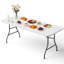 Table pliante en plastique extra longue 8 pi, 360 lb, table en plastique blanc robuste avec poignée pour les mariages, les banquets et les événements intérieurs et extérieurs