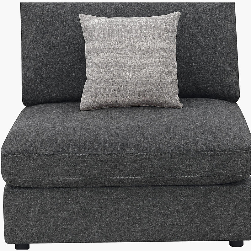 Chaise rembourrée sans accoudoirs avec coussins amovibles gris anthracite Duncan
