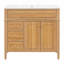 Meuble-lavabo de salle de bain avec lavabo, armoire en bois, tiroir rabattable, portes à fermeture en douceur, panneau de fibres à densité moyenne en bois massif, poignées élégantes