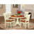 5-Piece Buttermilk and Cherry Finish Solid Wood Top Dining table with 4 Chairs with Lattice Back