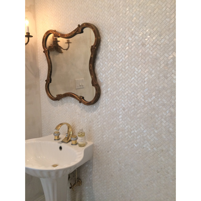 Carreau de mosaïque en coquillage blanc 1 po x 2 po - imperméable, durable et facile à installer - 0,9 pi. Ca.