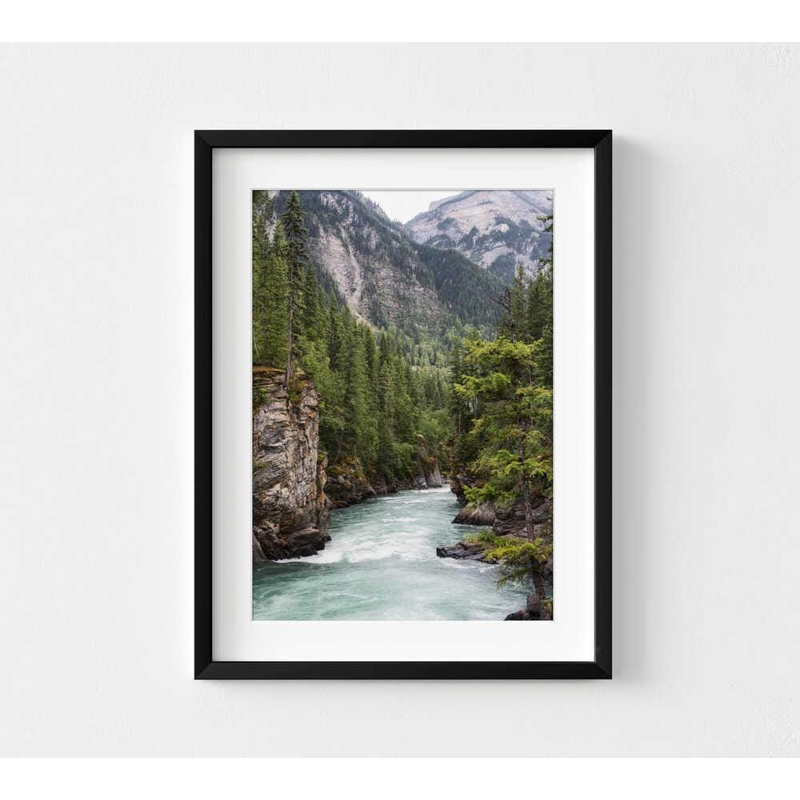 Impression sur toile River Gorge - Scène de la nature, prête à être accrochée, H 16 po x l 12 po, Black