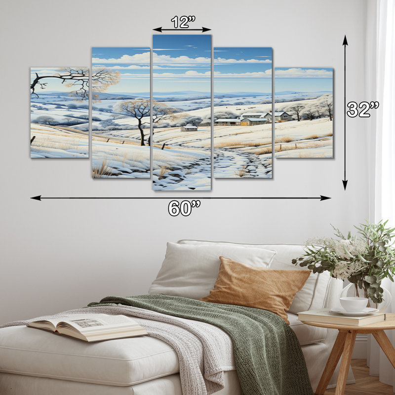 «Snow Winters Embrace Pastoral I», impression d'art mural - 5 panneaux