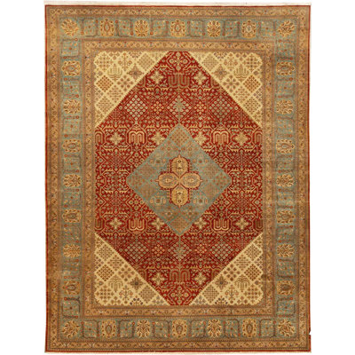 Wool Oriental Area Rug in Rust/Beige