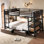 Lit superposé double en métal avec tablettes de rangement et ports USB - Économie d'espace, durable, noir, adolescents et adultes