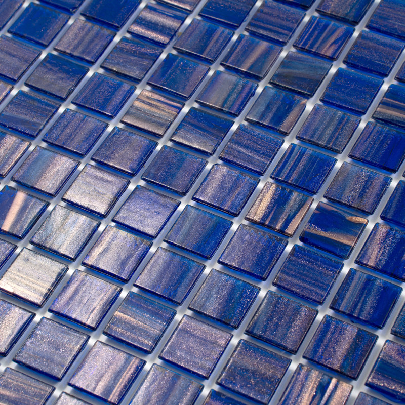 Celestial 0.8" x 0.8" Glass Grid Mosaic Wall & Floor Tile, Royal Blue/Gold