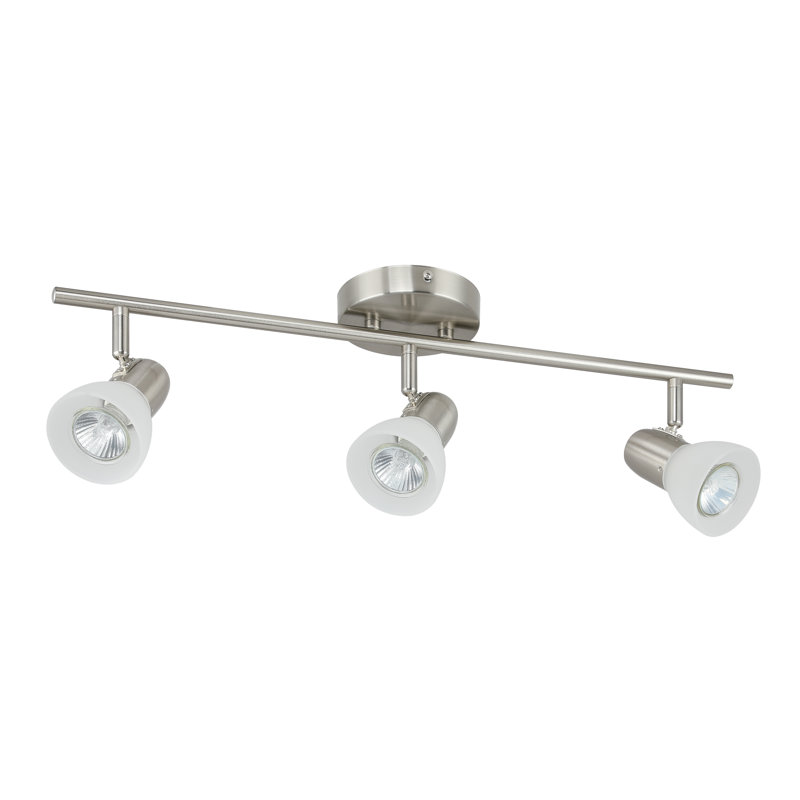 Luminaire sur rail de cuisine à 3 lumières avec verre fixe, éclairage sur rail fixe moderne nickel brossé XIN-TR1237-3-BN