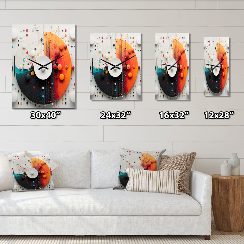 Horloge murale moderne surdimensionnée New Balance Creative Mandala Music, H 40 po x l 30 po x P 1 po