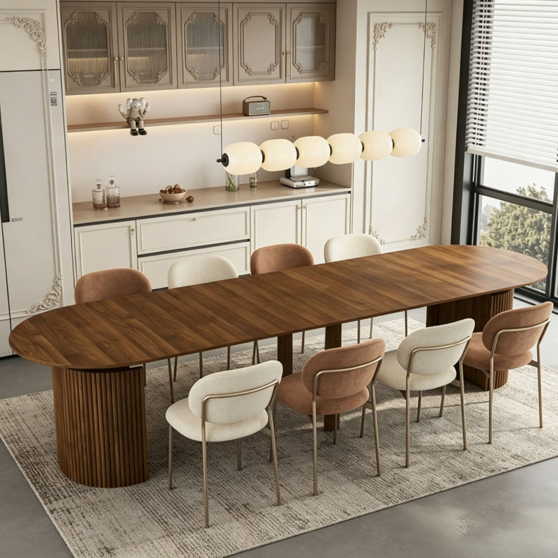 Table de salle à manger extensible pliable pour 1 à 10 personnes, console extensible en bois multifonctionnelle, Brun