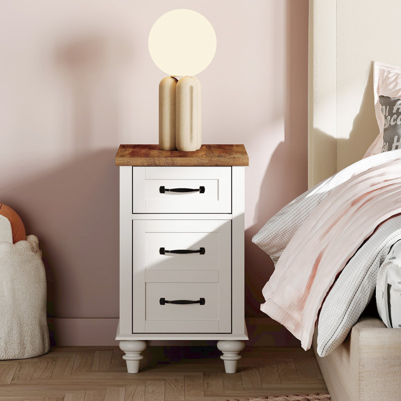Off White Kids Nightstand With Charging Station For Kids Bedroom, Off White
