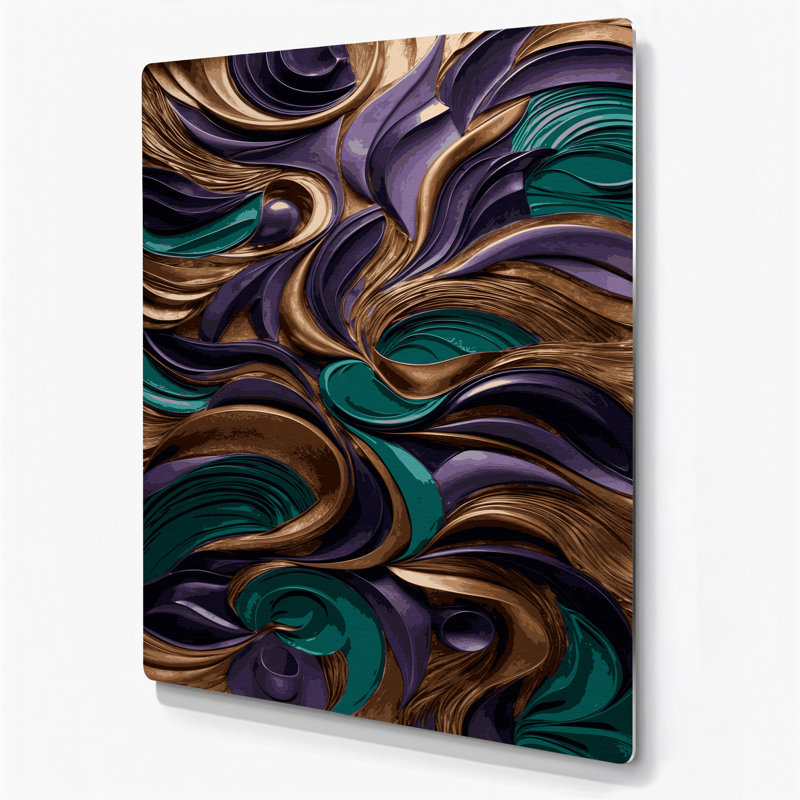 Abstrait figuratif 33, art mural en métal mauve, H 16 po x l 20 po