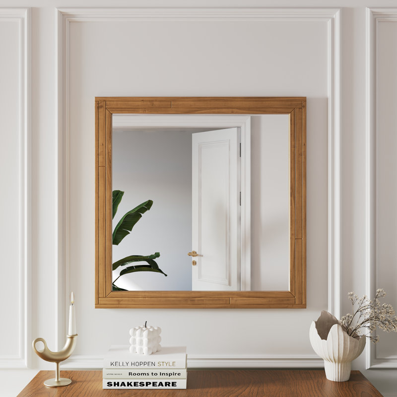 30X30" Modern Wood Square Flat Mirror