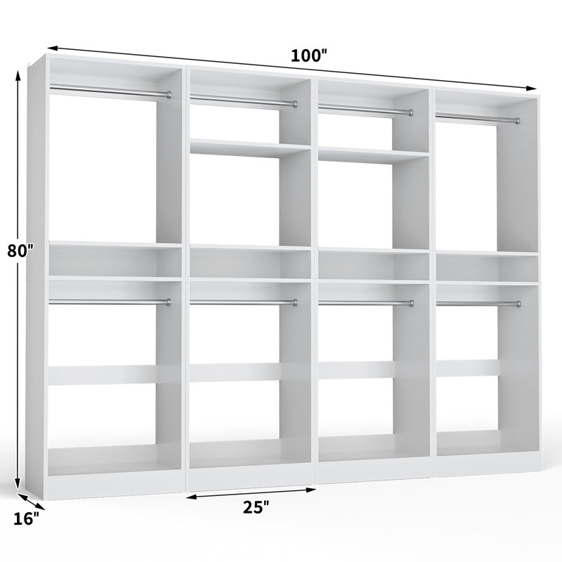 Système de garde-robe en bois Seward, Blanc