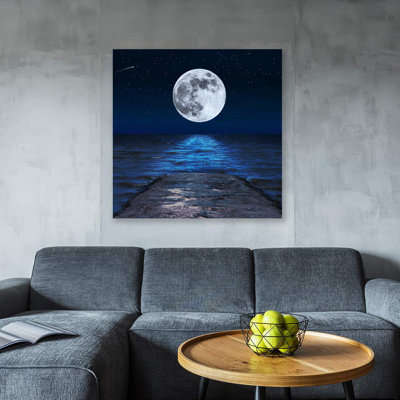 Lune illuminant l'océan bleu X02 sur toile