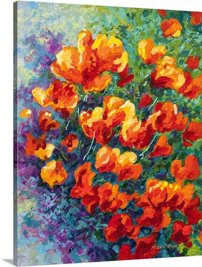 «Ankita California Poppies» par Marion Rose, reproduction sur toile, H 30 po x l 24 po x P 1,5 po, Toile