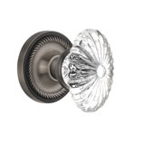 Rope Rosette with Oval Fluted Crystal Door Knob