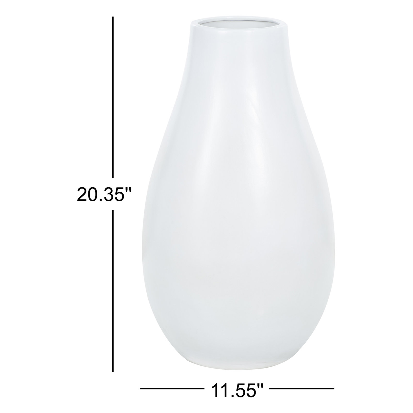 Mable Ceramic Table Vase, 20.35" H x 11.55" L x 11.55" W, White