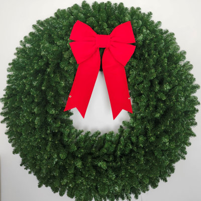 Couronne de Noël 60 po avec grand nœud rouge