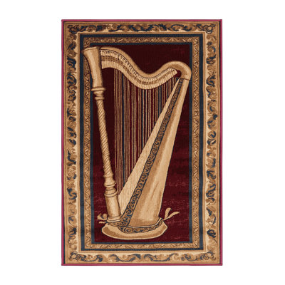 Washable Harp Music Area Rug