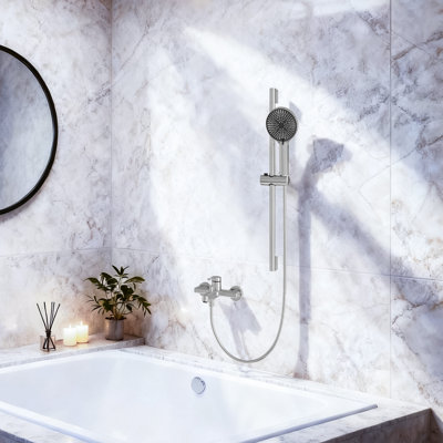Dual-Function Bathtub Faucet With Waterfall Spout And Handheld Shower