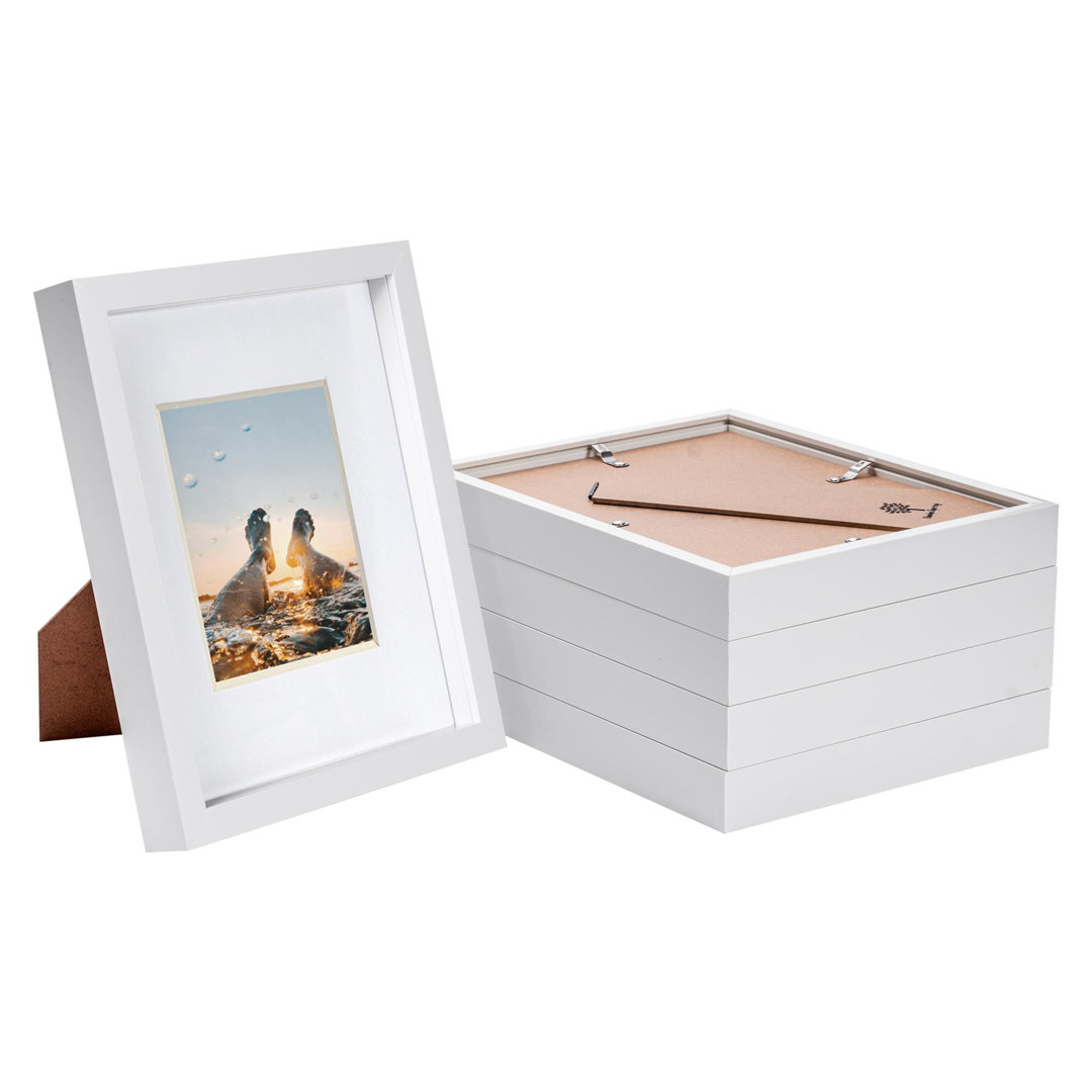 Nicola Spring - 8" x 10" White 3D Box Photo Frames - 4" x 6" Mount - White