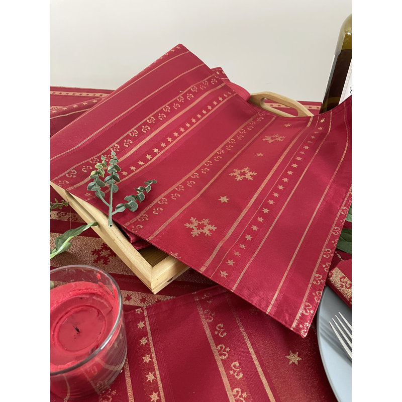 Red Metallic Snowflake Holiday Table Runner, 108" x 16"