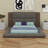 Floor Upholstered Platform Bed With Extended Wood Headboard & Bedside Shelf-1420887788