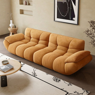 Modern and simple suede straight-row sofa