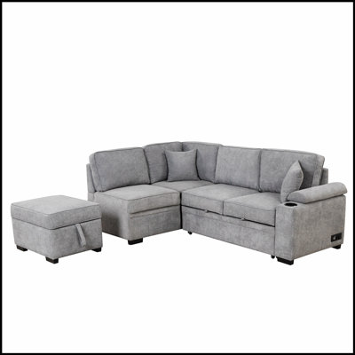 Canapé-lit polyvalent avec repose-pieds et rangement pour des espaces compacts alliant confort et fonctionnalité