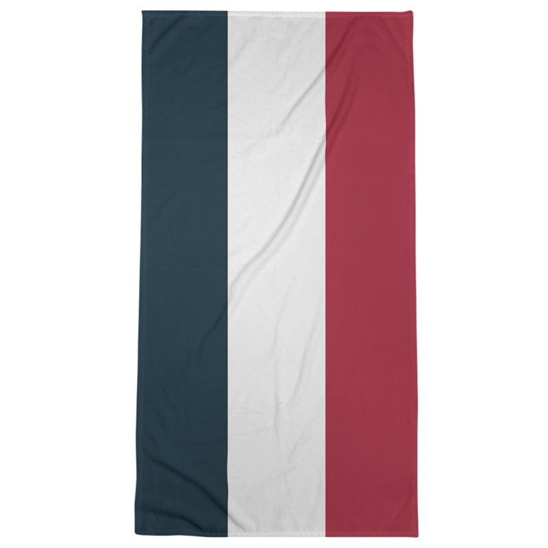 Cotton Blend Beach Towel, Navy Blue/Off White/Cherry Red