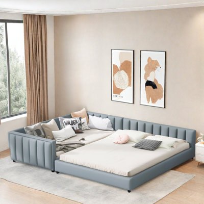 Elegant Mother & Child Bed With A Streamlined Upholstered Frame