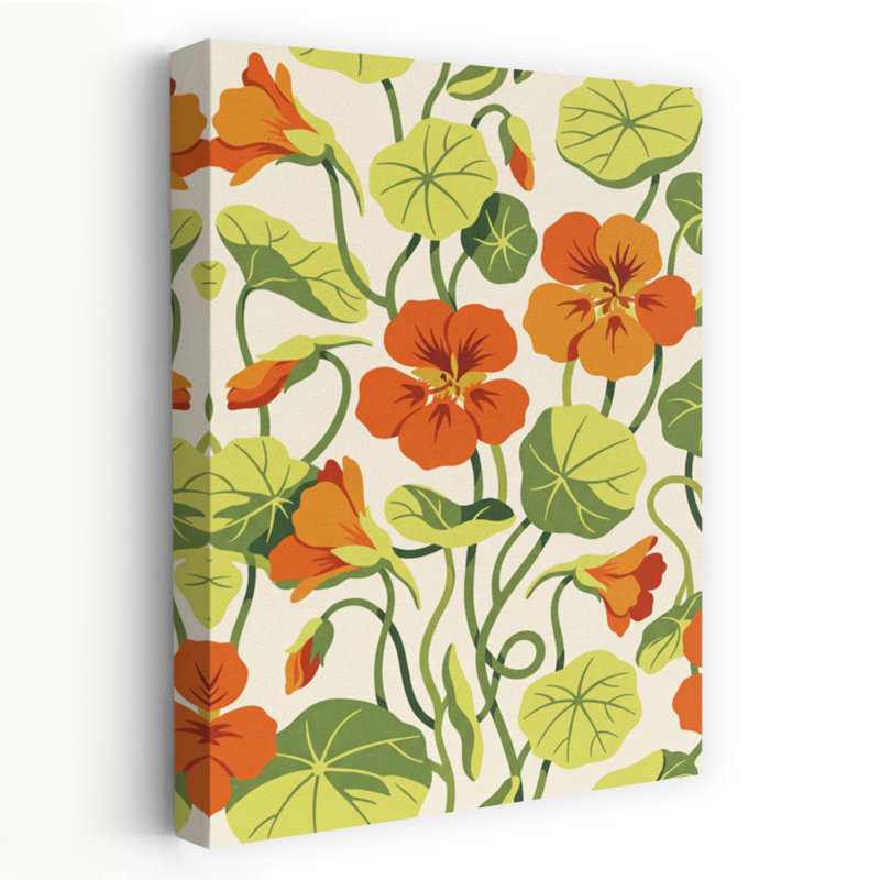 «Vibrant Nasturtium», impression élégante rétro sur fleur nature, H 24 po x l 16 po