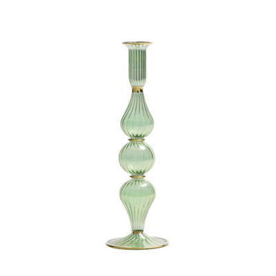 F2023 11'' H Glass Tabletop Candlestick