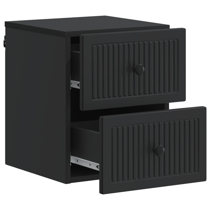 33cm W Manufactured Wood Bedside Table, Black
