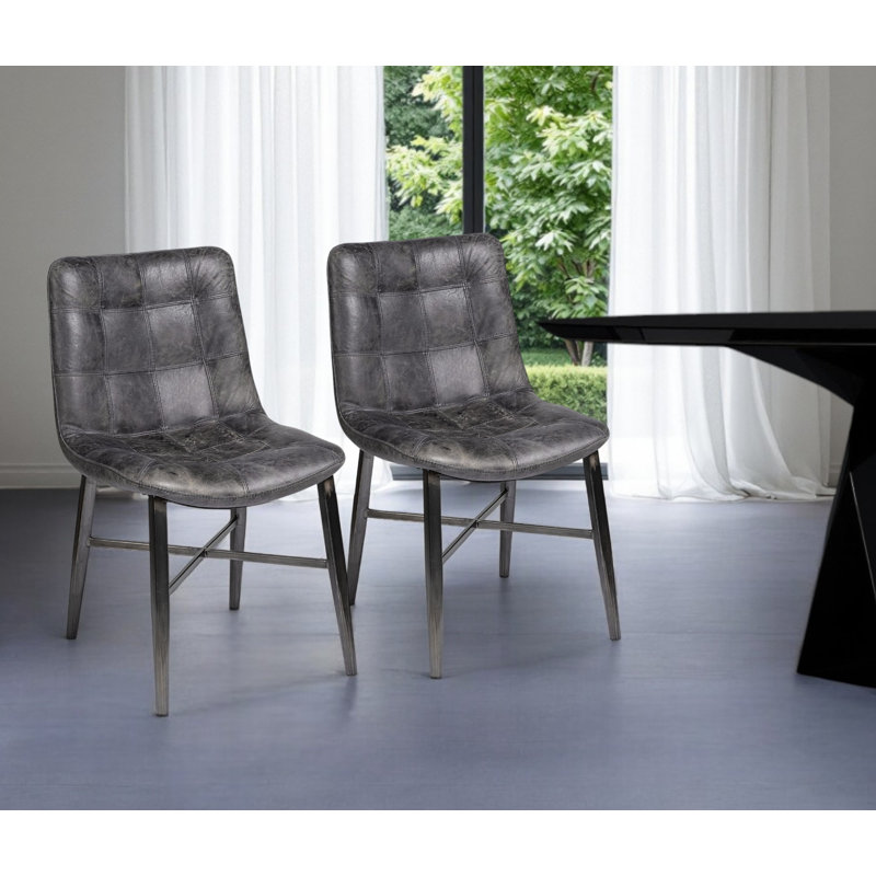 Black Upholstered Leather Dining Side Chair