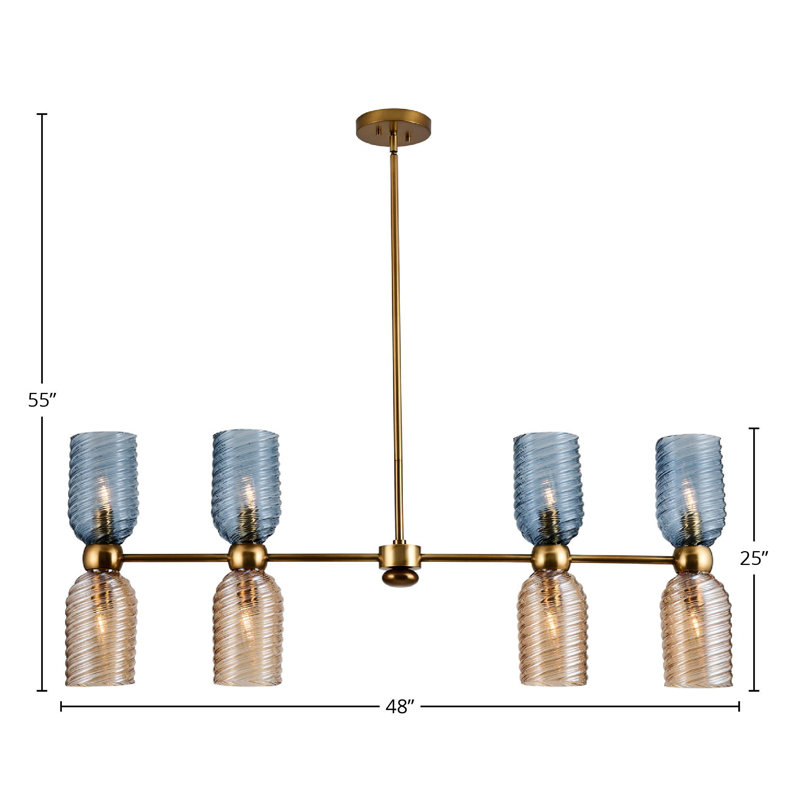 Azul 8 LT Aged Gold Linear Pendant Kalco