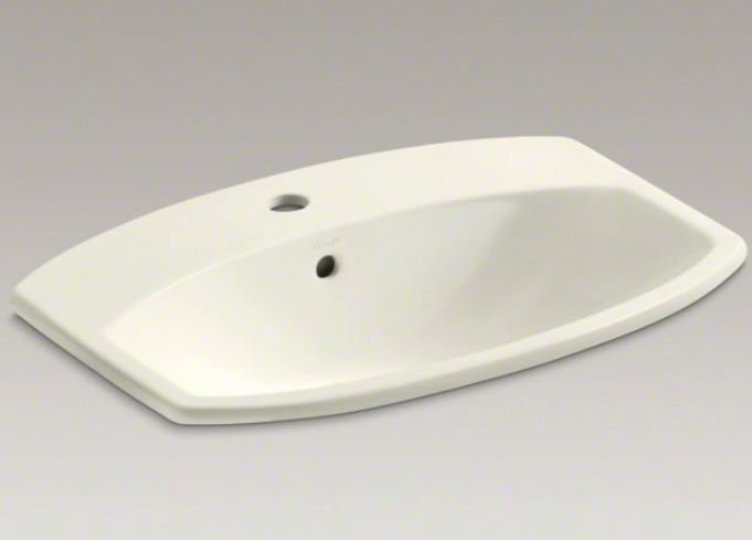 Cimarron Vitreous China Rectangular Drop-In Bathroom Sink with Overflow, Biscuit, Single Hole