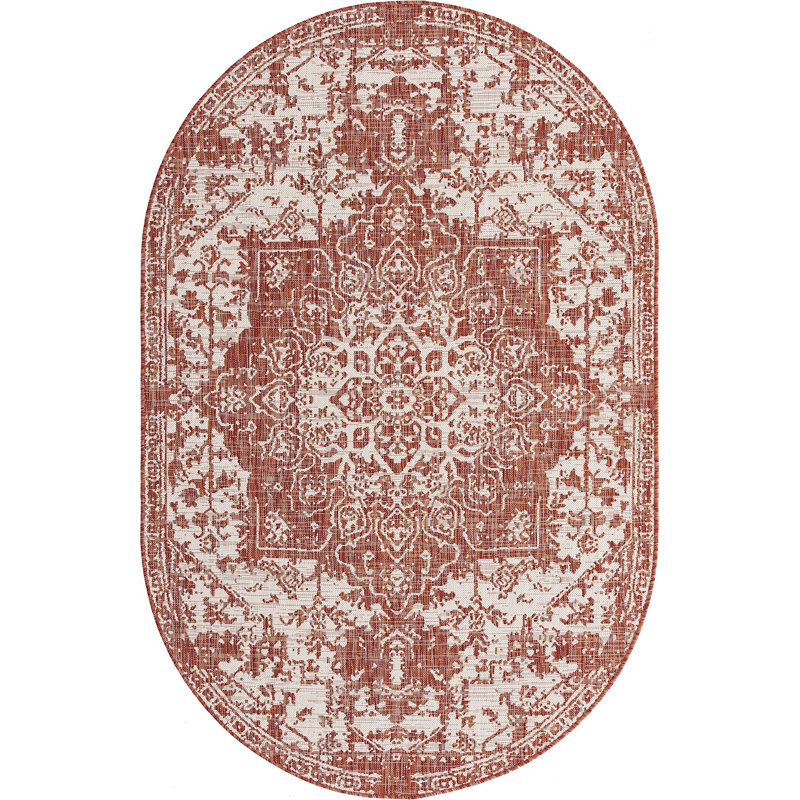 Outdoor Destiny Area Rug Bronzed Color, Oval 5'3" x 8'