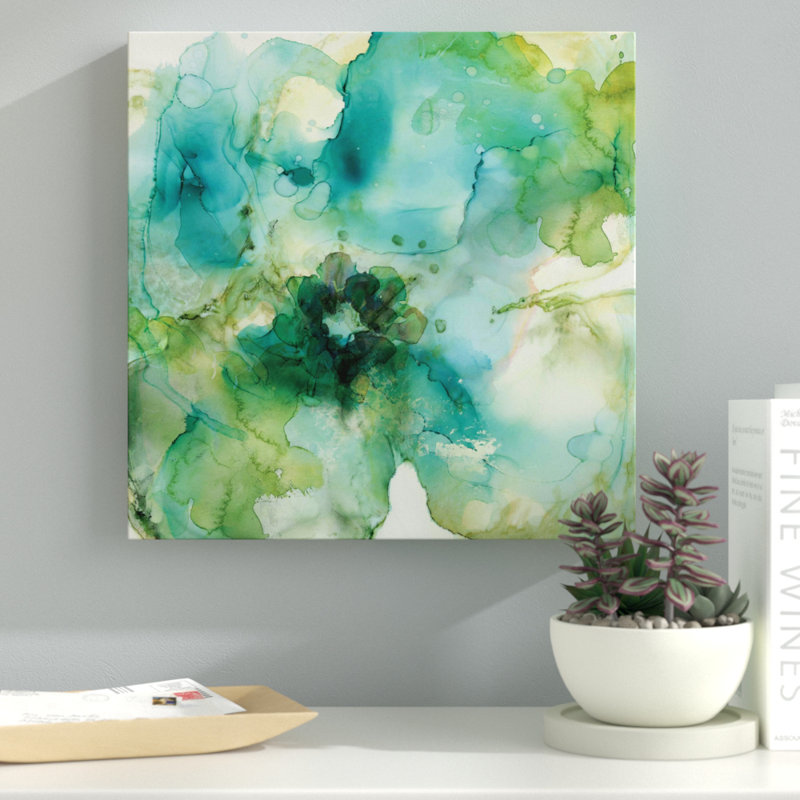 Fleur verte - impression sur toile tendue, H 16 po x l 16 po
