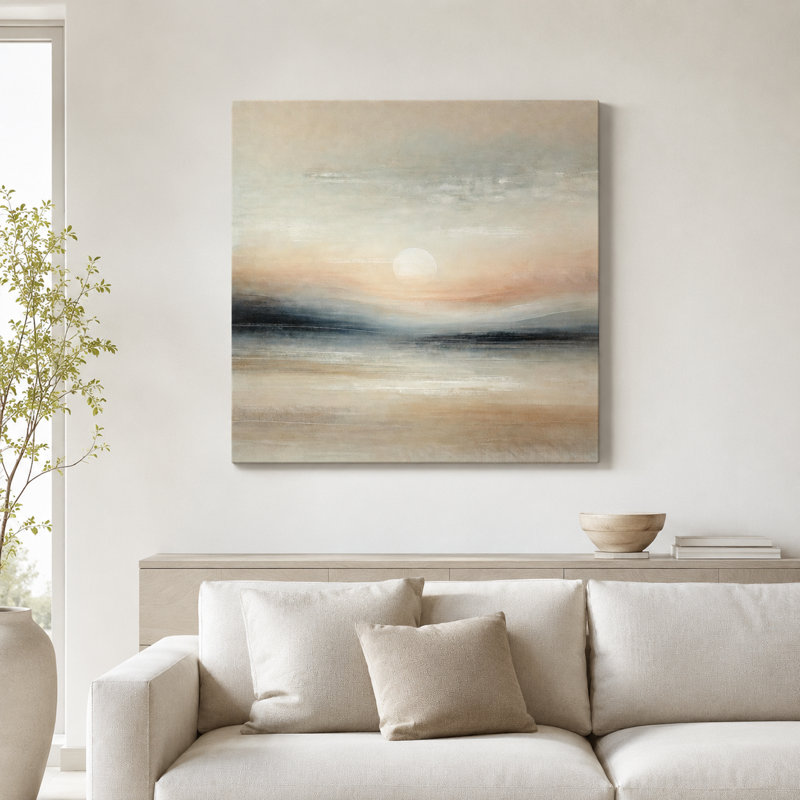 «Tranquil Glow: Abstract Sunset Landscape», reproduction sur toile, H 40 po x l 40 po x P 1,5 po