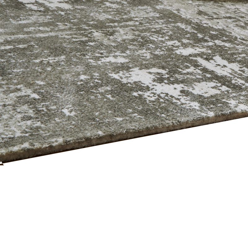 Monty Area Rug, Abstract Pattern, Gray, Ivory Polyester, Cotton Back, Rectangle 5' x 7'